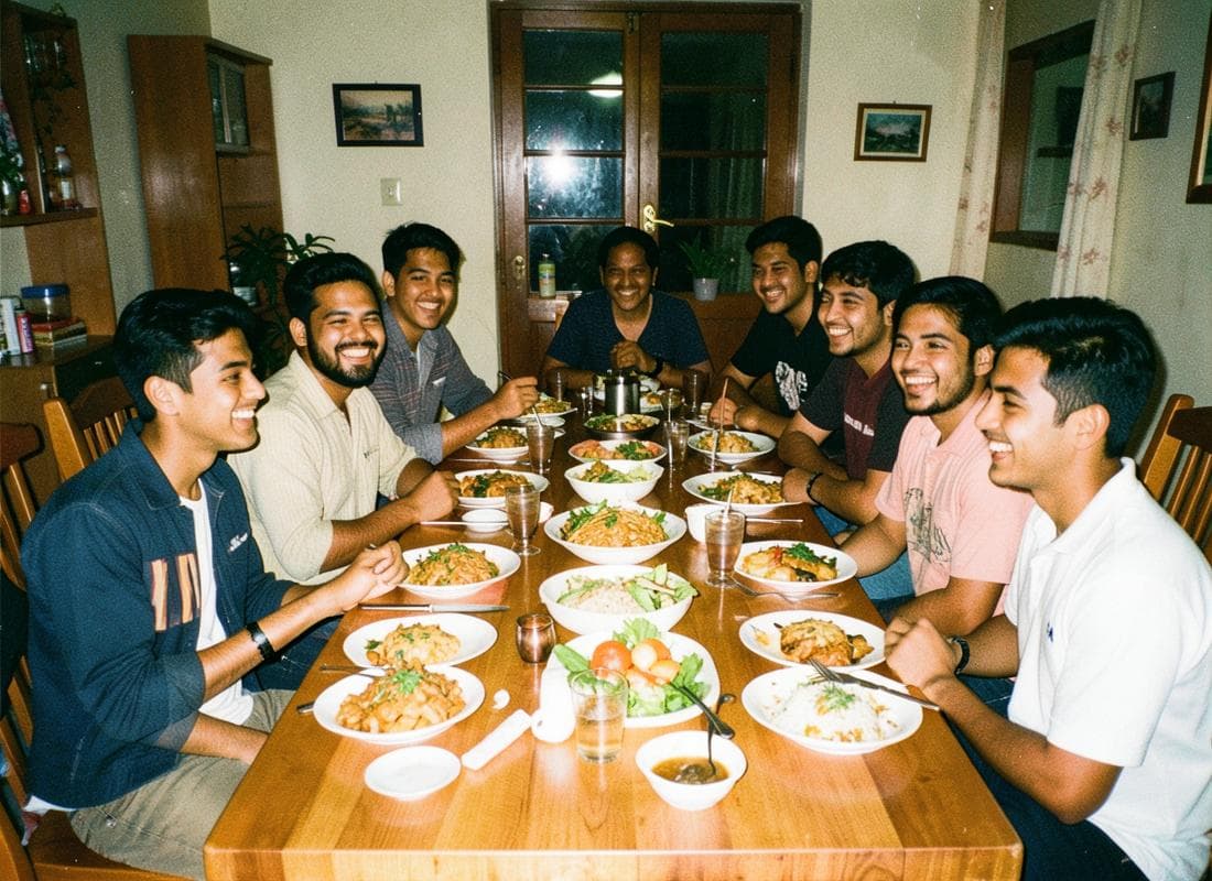 Friends sharing dinner
